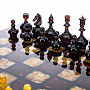 Шахматный ларец с инкрустацией и фигурами из янтаря 47х47 см, фотография 2. Интернет-магазин ЛАВКА ПОДАРКОВ