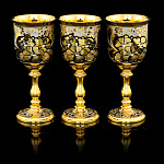 100406 Златоуст НАБОР ПИТЕЙНЫЙ "ЦВЕТЫ СИНИЕ":3 рюмки малые