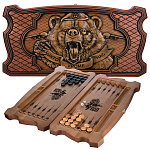 0078456 Изделие из дерева Нарды 1- сторонние МЕДВЕДЬ с фишками, 0.6*0,3*0,08