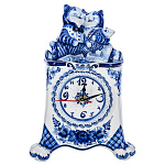 09017 Гжель Часы настольные "Котики" 18*25*10см Авт.Черновы Л.и В