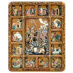 0018955 /30*37см Икона подарочная"Чудо вмч.Дмитрия Солоунского о царе Кало"мор.дуб  в ПУ (RTI-735.m)