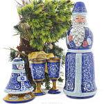 0021039 Хохлома Елочное украшение Комплект "Дед Мороз" №2 4предм. (к/изд.) 65360000004