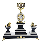 0046249/ФР  Нат.камень Часы "Герб/львы" мрамор, 