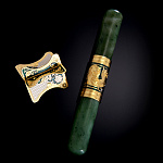 0057148/ 80013/3007 Златоуст ТУБУС для сигары  с подставкой  (нефрит, эмаль)