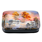 Шкатулка с художественной росписью "Зима в деревне"