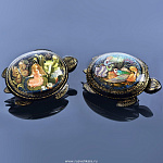   лаковая миниатюра ШКАТУЛКА"Дюймовочка" 11*8*3см Авт.Краснов в асс.