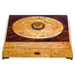 0080331 Нат.дерево ШКАТУЛКА "Прямоугольная с накладкой" 18*12*7см Карельская береза,корень кр.дерева