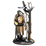 0063618 Резьба по дереву Скульптура "ОХОТНИК С СОРОКАМИ"