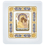 2631-ок.11,5*13см  Икона мельхиор Казанская пр.Богородица (лик береста, эмаль) МДФ белый