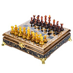 00648322 ШАХМАТЫ-ШКАТУЛКА с фигурами (янтарь,дуб) с ножками