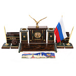 0061559 Натуральный камень Настольный набор "Идеал" с орлом, обсидиан, мрамор