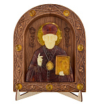 Икона янтарная "Николай Чудотворец" 13х16 см