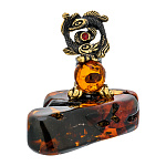 300660-Сувенир из Янтаря Знак Зодиака "РЫБЫ"(бронза+янтарь)