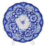  Гжель БЛЮДО "ЦВЕТЫ/БАБОЧКА №1 "  Авт.работа.