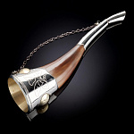 0029909/АА/18см РОГ ДЛЯ ВИНА  из Рога быка малый 18*5см (желтые на белом)