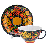 25044/ Чайная пара  Хохлома роспись  "Рябинка"