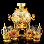 /БА Златоуст Чайный набор "Гостеприимный" 4пр.: самовар+4 подстак.Родонит, П/У