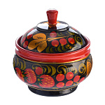 0064622/Ф Хохлома САХАРНИЦА С КРЫШКОЙ  10*11см 