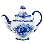 Чайник заварочный с росписью "Семейный". Гжель, фотография 5. Интернет-магазин ЛАВКА ПОДАРКОВ