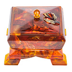 0068314-НП/лист винтажный  Изделия из янтаря ШКАТУЛКА "КВАДРАТНАЯ"  11*11*9см