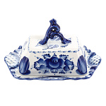 0069266 Гжель МАСЛЕНКА "ТЮЛЬПАН"в кобальте (СТС)