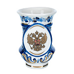 201194 Гжель СТОПКА Державная с гербом РФ,  в золоте