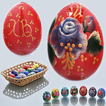 0025250 ЯЙЦО ПАСХАЛЬНОЕ "ХВ" деревянное h ок.4,5см Цвета и роспись в ассортименте