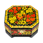 6690/12*11см-углы Хохлома Шкатулка КВАДРАТНАЯ/УГЛЫ  Р4 Н 0002