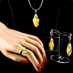 0025534 Серебро 925 Комплект серьги 7-8гг; кольцо4,02-09гг р-р18, подвеска 3-4гг