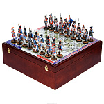 Шахматы со стеклянным полем и оловянными фигурами "Ватерлоо"
