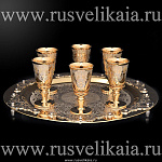  Златоуст НАБОР ВОДОЧНЫЙ"Каприз" Блюдо+6 рюмок (пенал) 02478