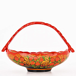 4034  Хохлома СУХАРНИЦА ОВАЛЬНАЯ С РУЧКОЙ 40*29см