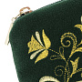 Косметичка бархатная с вышивкой "Букет". Зеленая, фотография 3. Интернет-магазин ЛАВКА ПОДАРКОВ