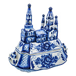 Фарфоровая шкатулка "Кремль". Гжель