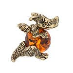 0072097 Скульптура "ДРАКОН"  бронза/янтарь коньячный 147