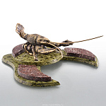 0026111 Златоуст СКУЛЬПТУРА "РАК", Змеевик, Яшма, Бронза в П/У 