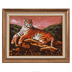 Картина янтарная "Тигр" 29х39 см