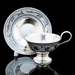 0029792 Серебро 875* ЧАЙНАЯ ПАРА гравировка, чернение серебра 169,4гр 169,4