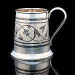 Пивная кружка с гравировкой и чернением (серебро 875*)