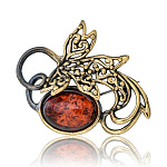 Брошь с янтарной вставкой "Кленовый лист"