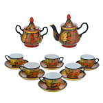 12156- ХОХЛОМА  Сервиз чайный на 6 перс. "Хохломской КЛУБНИКА" 15пр