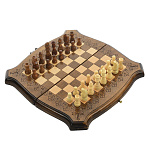 14590-М/МА-шахматы ШАХМАТЫ дорожные резные (малые) 32*15,5см (нат.дерево)