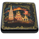 0042391 Лаковая миниатюра Шкатулка "Близъ Ярославля"12*12см(Иванов)801-1