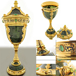 0010790 Златоуст Кубок "ВЛАСТЕЛИН" нефрит, ювелирные вставки, в П/У(987)