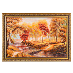 Картина янтарная "Утро с рекой" 60х40 см