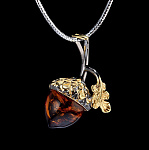 823949/6,02г  Серебро 925* ПОДВЕСКА  вст Янтарь р/п