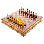 0046912 ШАХМАТНАЯ ДОСКА С ЯНТАРНЫМИ ФИГУРАМИ