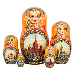Матрешка "Храм Василия Блаженного" 5 мест