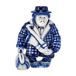 0029058 Гжель Скульптура "ОБЕЗЬЯНА МУЗЫКАНТ" Авт.И.и И.Карпухины