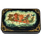 0065144-16*10см  Лаковая миниатюра Палех ШКАТУЛКА "Тройка" Полянина